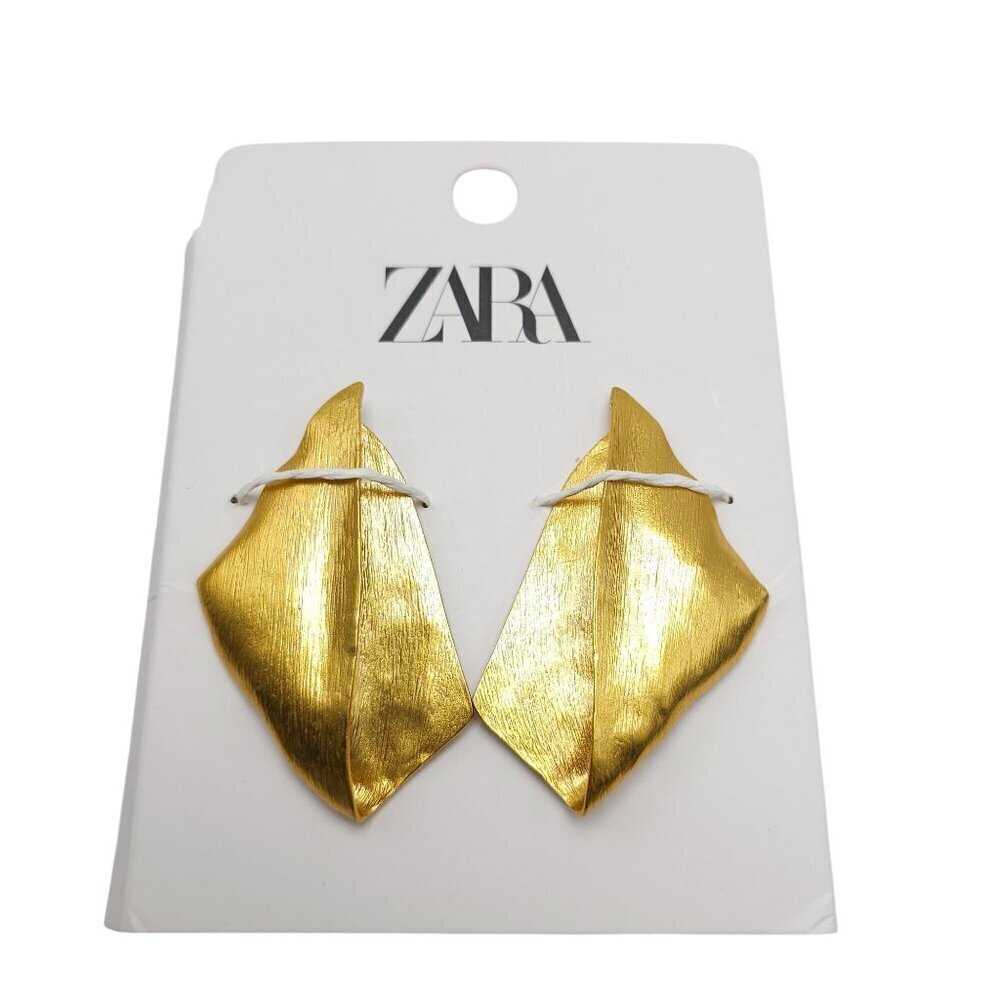 Zara Gold Tone Large Abstract Leaf Shaped Earrings